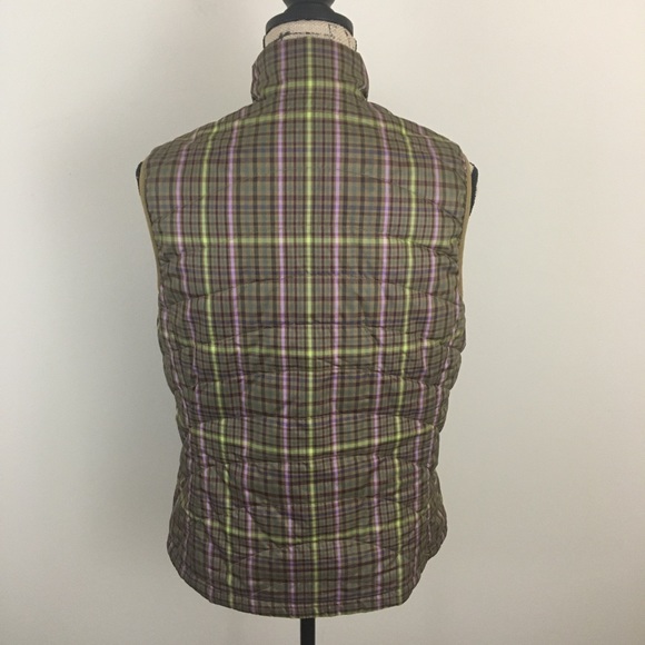 Lands’ End Vest Womens S  Green Quilted Full Zip Plaid Pockets - Picture 6 of 12